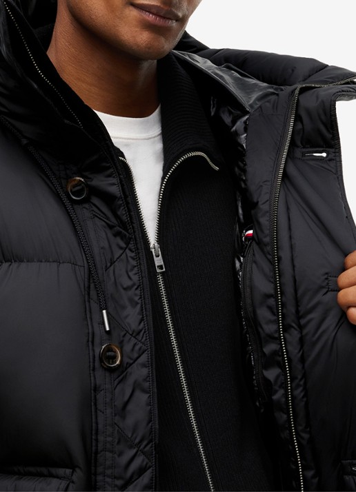 Tommy Hilfiger Puffer jas met opbergbare capuchon - detail 5 zwart