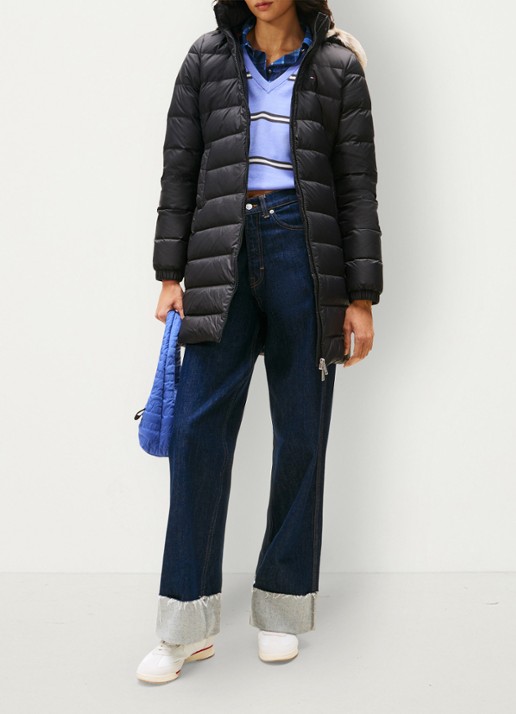 Tommy Hilfiger Puffer jas met steekzakken en logoborduring - voorkant 5 zwart