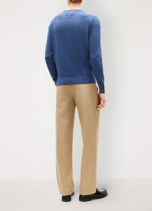 Tommy Hilfiger Pullover met logo - achterkant 3 donkerblauw
