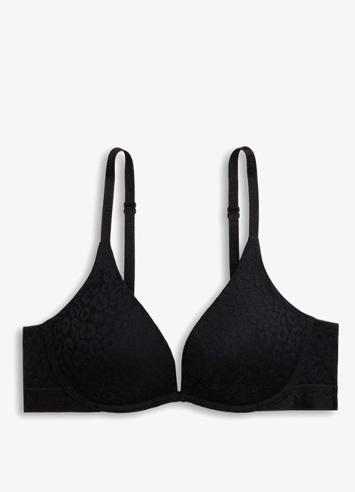 Tommy Hilfiger Push-up bh met beugelondersteuning - voorkant zwart