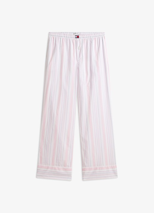 Tommy Hilfiger Pyjamabroek met streepprint en logo - voorkant roze