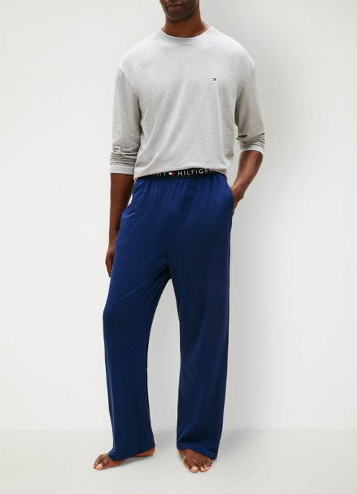 Tommy Hilfiger Pyjamaset met logo 2-delig - voorkant 2 grijs