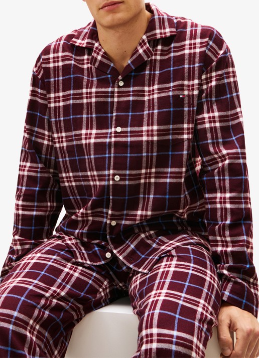 Tommy Hilfiger Pyjamaset met ruitdessin 2-delig - detail bordeauxrood