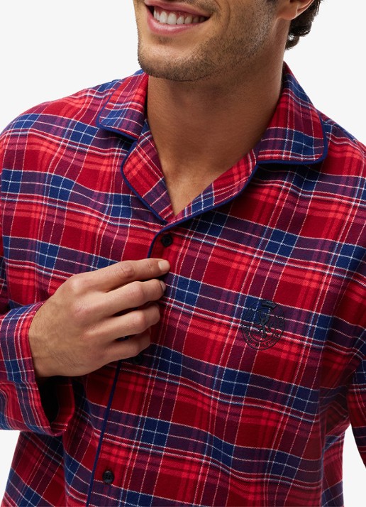 Tommy Hilfiger Pyjamaset met ruitdessin 2-delig - detail check global stp medium red-0qj