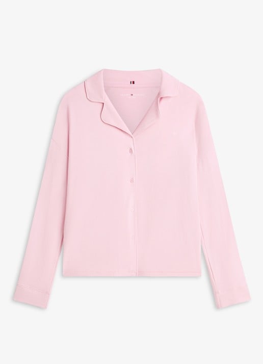 Tommy Hilfiger Pyjamatop met logoborduring - voorkant 2 roze