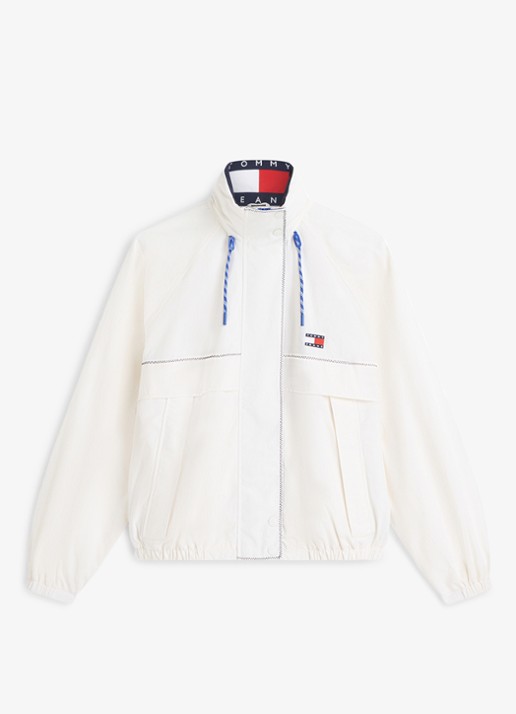 Tommy Hilfiger Regenjack met logo - voorkant 5 gebroken wit