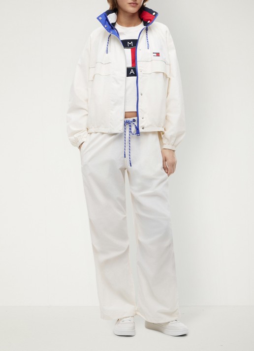 Tommy Hilfiger Regenjack met logo - voorkant 6 gebroken wit