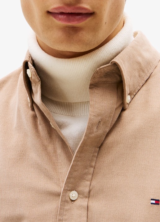 Tommy Hilfiger Reglar fit overhemd van flanel - detail 2 beige