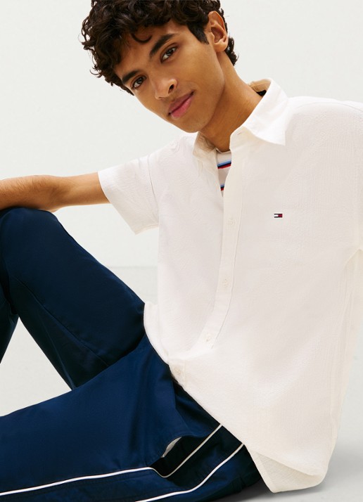 Tommy Hilfiger Regular fit overhemd in katoenblend - detail 3 wit