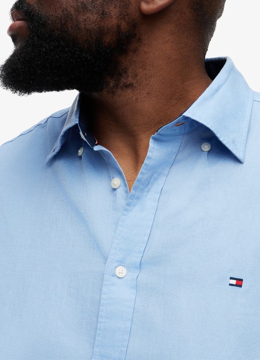 Tommy Hilfiger Regular fit overhemd in katoenblend - detail 5 blauw