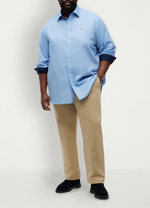 Tommy Hilfiger Regular fit overhemd in katoenblend - voorkant 2 blauw