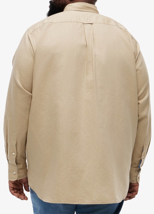 Tommy Hilfiger Regular fit overhemd in katoenblend - achterkant beige