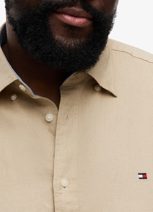 Tommy Hilfiger Regular fit overhemd in katoenblend - detail 3 beige