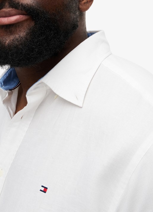Tommy Hilfiger Regular fit overhemd in katoenblend - detail 5 wit