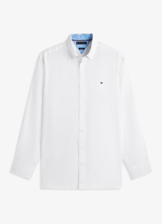 Tommy Hilfiger Regular fit overhemd in katoenblend - voorkant 2 wit