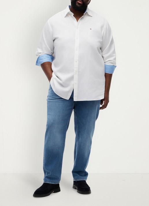 Tommy Hilfiger Regular fit overhemd in katoenblend - voorkant 3 wit