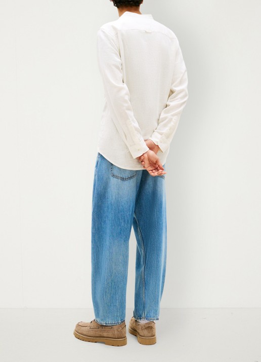 Tommy Hilfiger Regular fit overhemd in linnenblend - achterkant wit