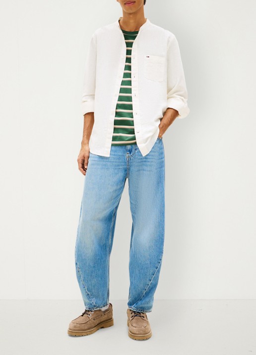 Tommy Hilfiger Regular fit overhemd in linnenblend - voorkant 5 wit