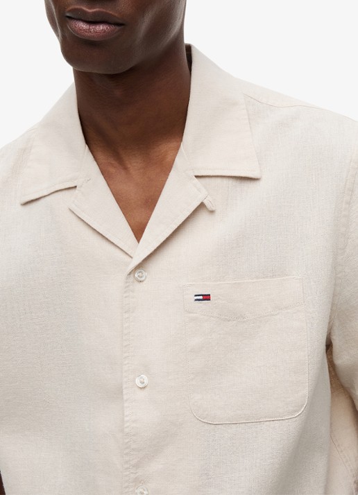 Tommy Hilfiger Regular fit overhemd in linnenblend - detail 5 classic beige-aci / beige