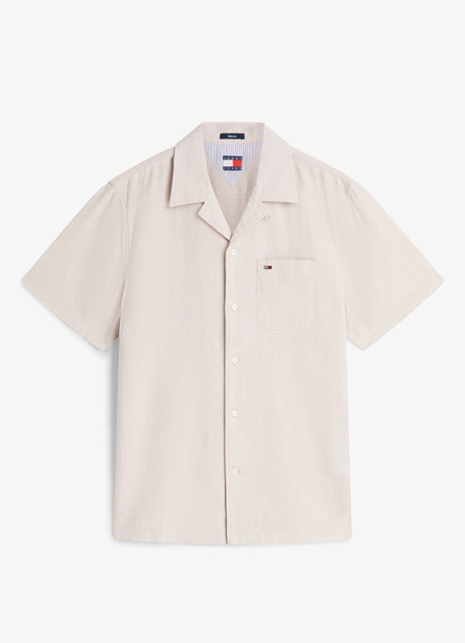 Tommy Hilfiger Regular fit overhemd in linnenblend - voorkant 2 classic beige-aci / beige