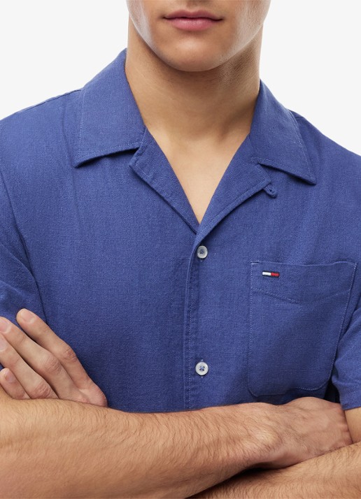 Tommy Hilfiger Regular fit overhemd in linnenblend - detail 4 blue storm-c6q / blauw