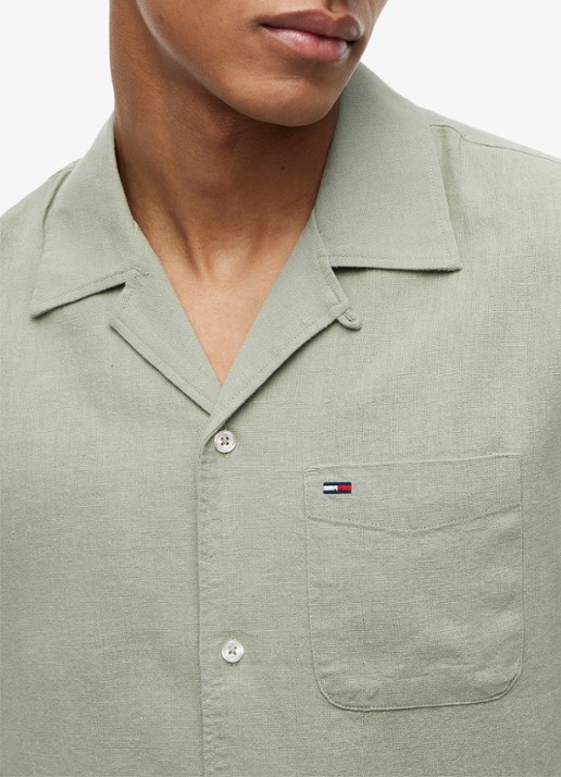 Tommy Hilfiger Regular fit overhemd in linnenblend - detail 4 spring olive-pmo / groen