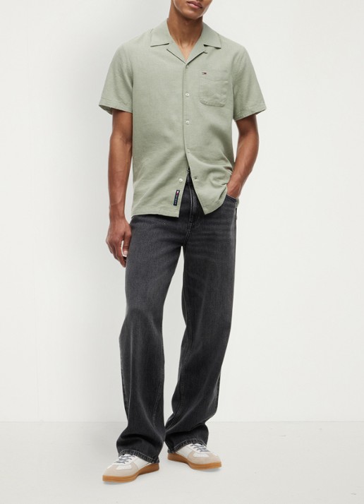 Tommy Hilfiger Regular fit overhemd in linnenblend - voorkant 2 spring olive-pmo / groen