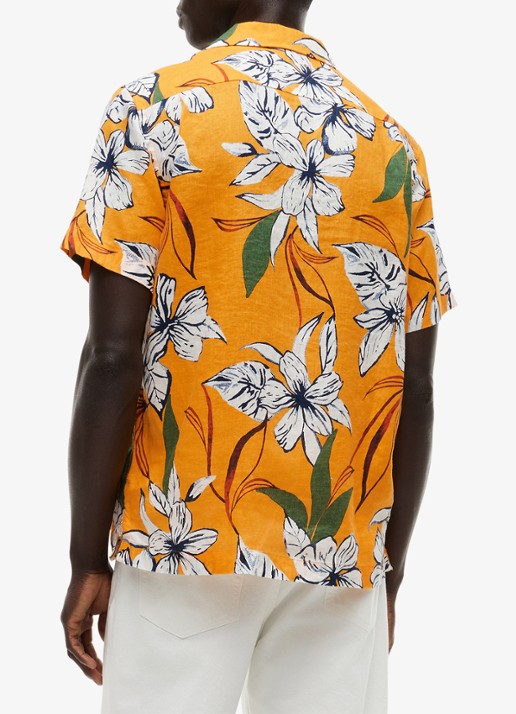 Tommy Hilfiger Regular fit overhemd met bloemenprint - achterkant oranje