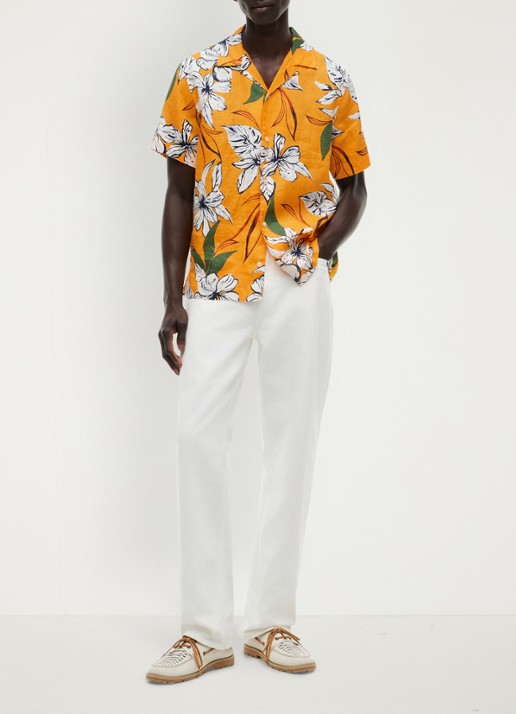Tommy Hilfiger Regular fit overhemd met bloemenprint - voorkant 3 oranje