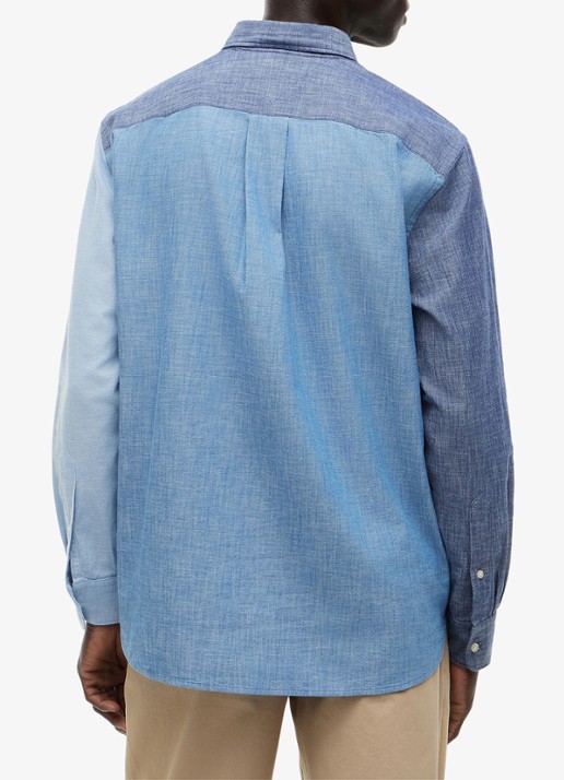 Tommy Hilfiger Regular fit overhemd met colour blocking - achterkant 5 blauw