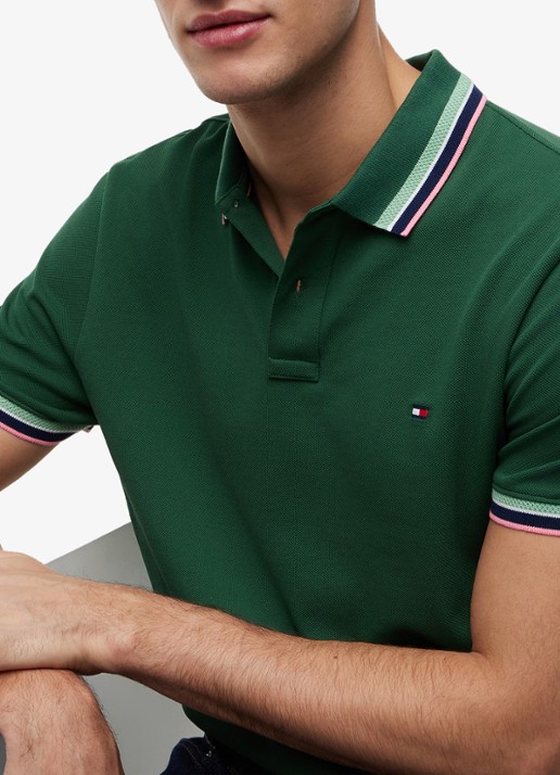 Tommy Hilfiger Regular fit overhemd met gestreept detail - detail 5 donkergroen