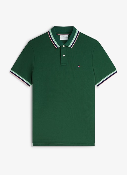 Tommy Hilfiger Regular fit overhemd met gestreept detail - voorkant donkergroen
