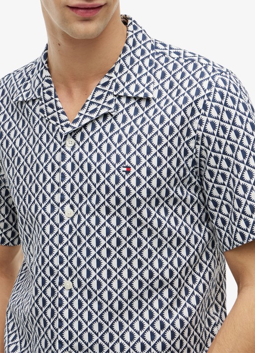 Tommy Hilfiger Regular fit overhemd met grafische print - detail 3 donkerblauw