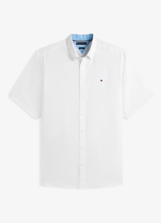 Tommy Hilfiger Regular fit overhemd met logo - voorkant wit