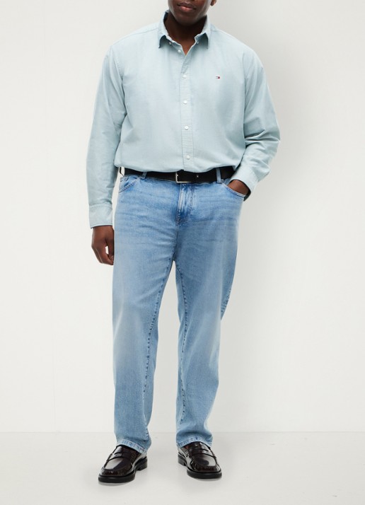 Tommy Hilfiger Regular fit overhemd met logoborduring - voorkant 5 lichtblauw