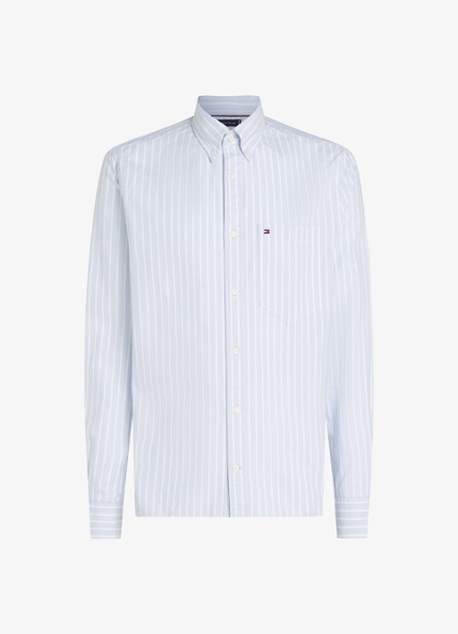 Tommy Hilfiger Regular fit overhemd met streepprint en borstzak - voorkant 2 lichtblauw