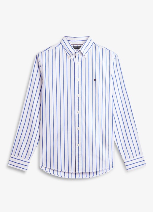 Tommy Hilfiger Regular fit overhemd met streepprint - voorkant 4 wit