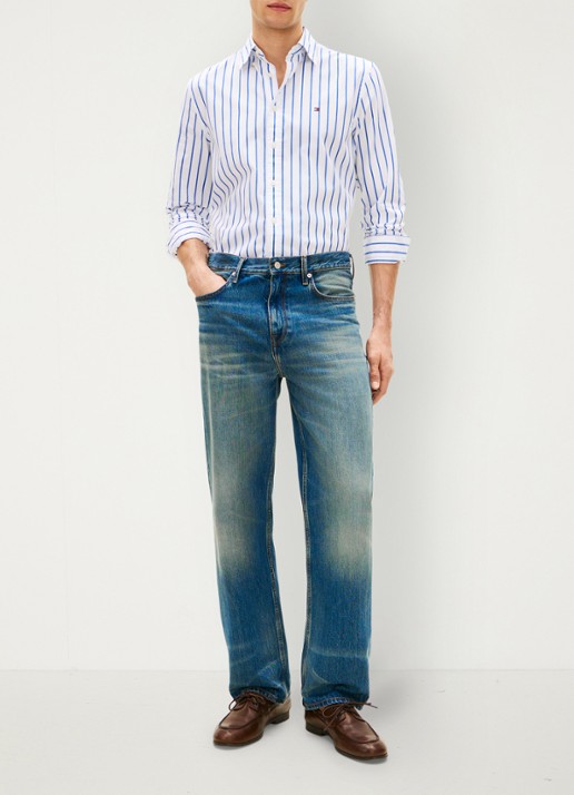 Tommy Hilfiger Regular fit overhemd met streepprint - voorkant 5 wit