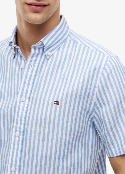 Tommy Hilfiger Regular fit overhemd met streepprint - detail 2 lichtblauw