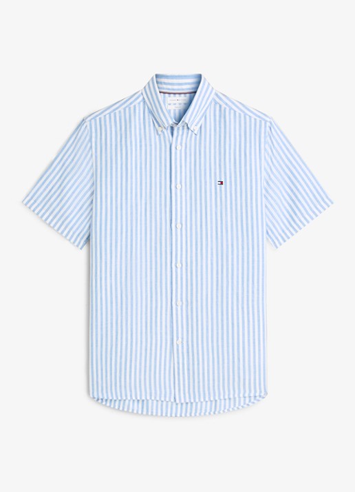 Tommy Hilfiger Regular fit overhemd met streepprint - voorkant 4 lichtblauw