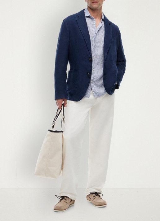 Tommy Hilfiger Regular fit overhemd met streepprint - voorkant 3 lichtblauw