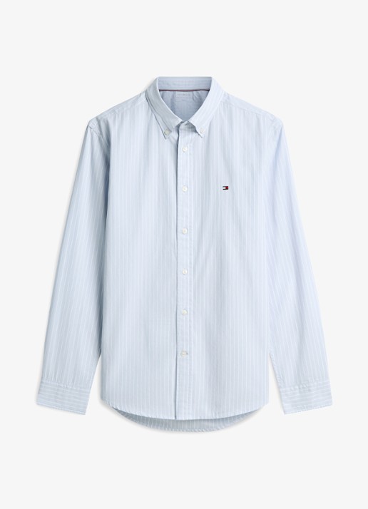 Tommy Hilfiger Regular fit overhemd met streepprint - voorkant lichtblauw