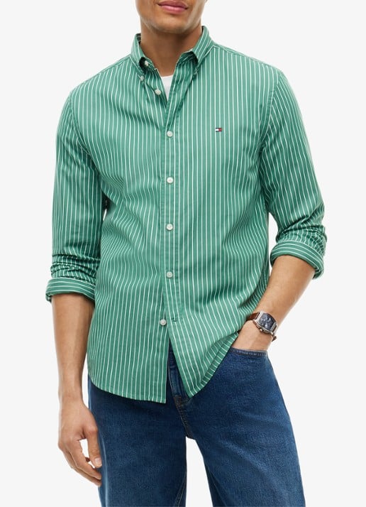 Tommy Hilfiger Regular fit overhemd met streepprint - detail 4 groen