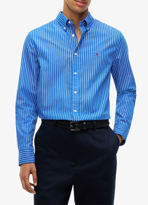 Tommy Hilfiger Regular fit overhemd met streepprint - detail donkerblauw