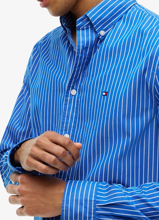 Tommy Hilfiger Regular fit overhemd met streepprint - detail 2 donkerblauw