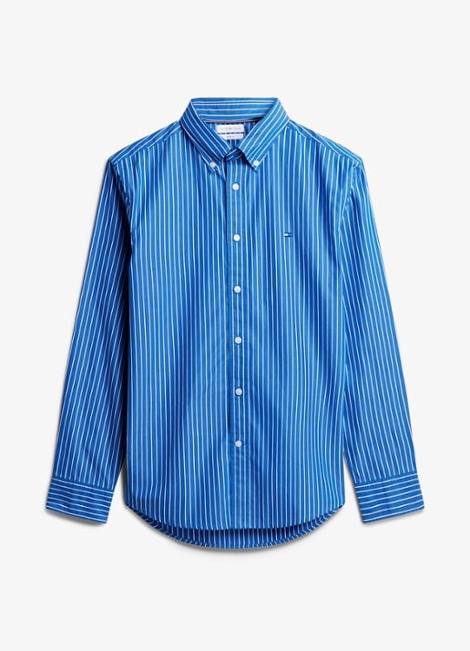 Tommy Hilfiger Regular fit overhemd met streepprint - voorkant 3 donkerblauw