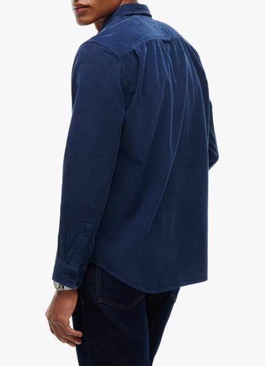 Tommy Hilfiger Regular fit overhemd van corduroy met logoborduring - achterkant 3 donkerblauw