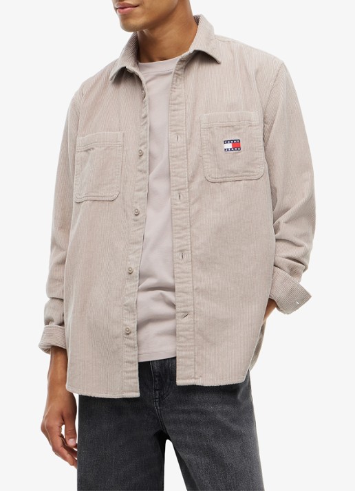 Tommy Hilfiger Regular fit overhemd van corduroy met logoborduring - detail oudroze