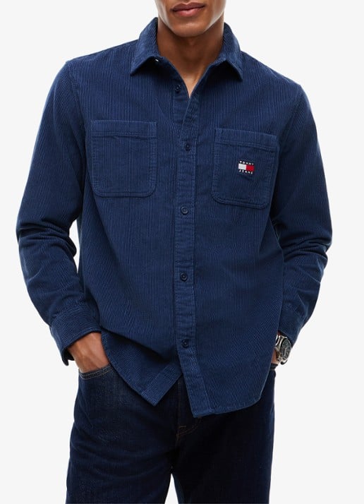Tommy Hilfiger Regular fit overhemd van corduroy met logoborduring