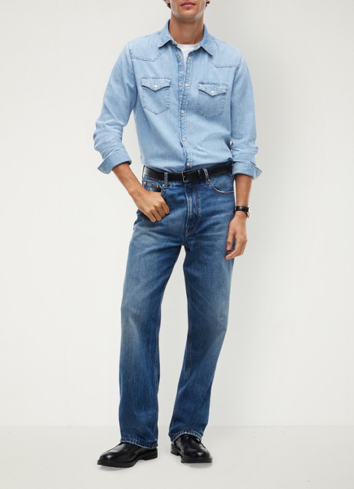 Tommy Hilfiger Regular fit overhemd van denim - voorkant 5 lichtblauw